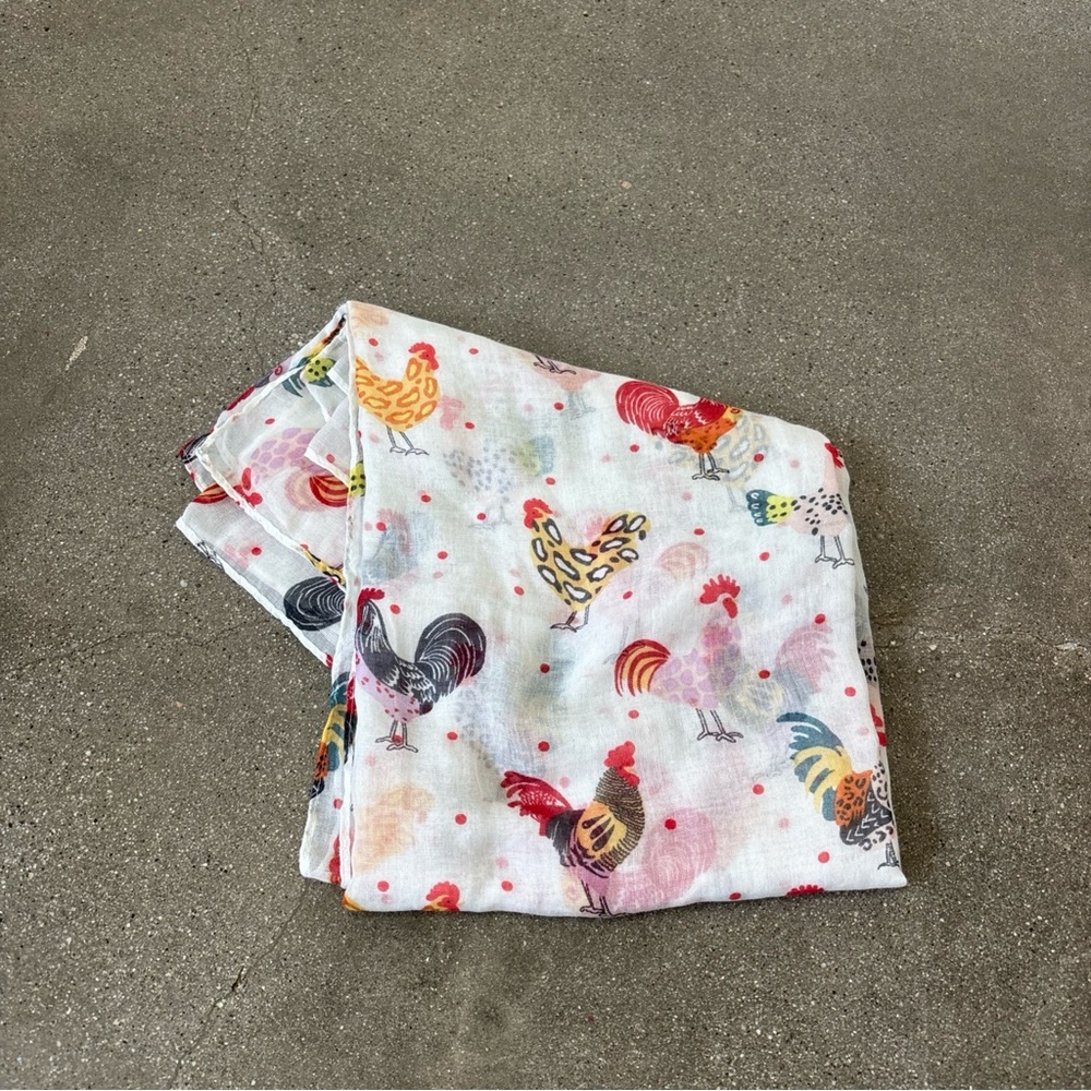 Colorful Rooster Print Scarf - Picture 5 of 12